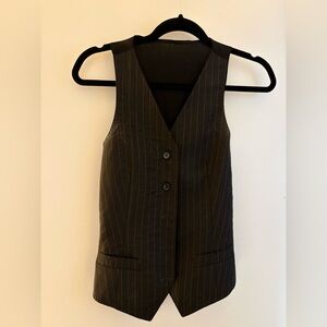 Dolce & Gabbana Black Pinstripe Vest Detail